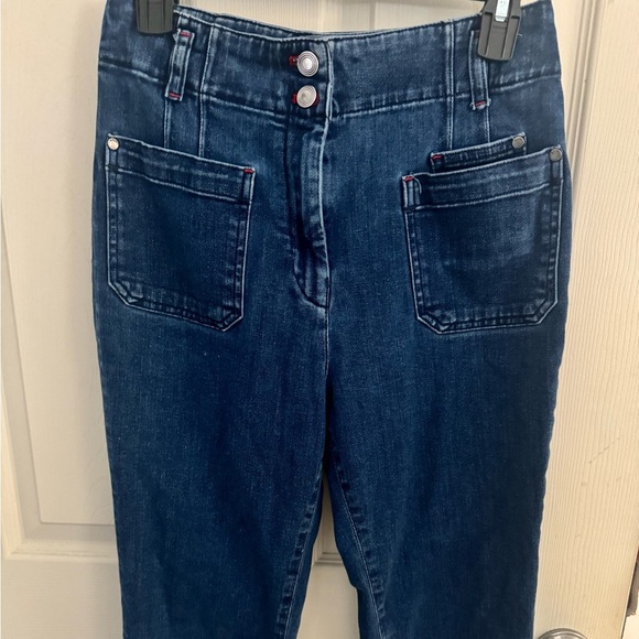 Maeve by Anthropologie Wide-Leg Cropped Denim Pants Size 30 Dark Wash - Picture 2 of 14